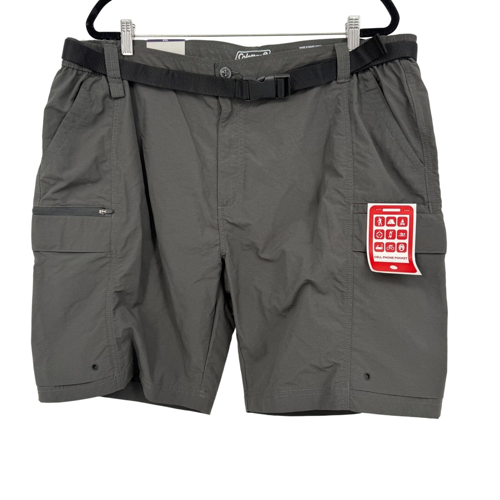 Coleman Mens Cargo Shorts XXL Gray Hiking Quick Dry UPF‎ 50 Belted NWT Gorpcore